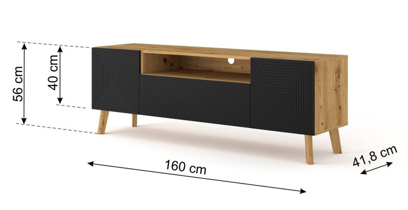 Szafka RTV LUXI 160 cm dąb artisan / czarny mat zdjęcie 3