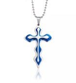 Naszyjnik Krzyż Hip Hop Punk Cross Krzyżyk Koreański Niebieski Religia Gift