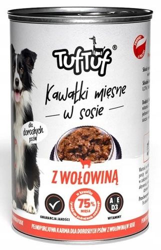 MOKRA KARMA DLA PSA 75% MIĘSA MIX 24x415g. 9,96 kg KAWAŁKI TUF TUF na Arena.pl