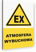Tabliczka znak informacyjny 30x20 Biała ATMOSFERA WYBUCHOWA Nierdzewna