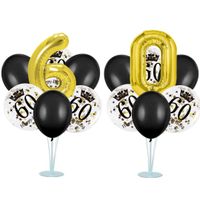 Zestaw balonów na stojaku 60 urodziny, czarno-złoty