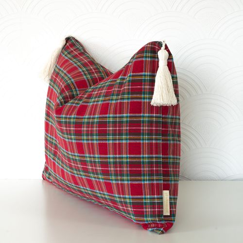 Poszewka Świąteczna KRATA CZERWONA Boże Narodzenie Chwosty 40x40cm na Arena.pl