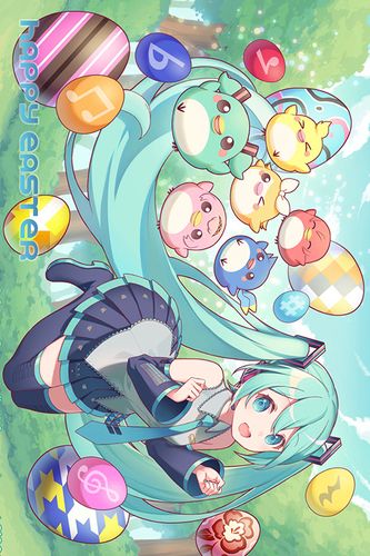 Pocztówka wielkanocna - Vocaloid Hatsune Miku na Arena.pl