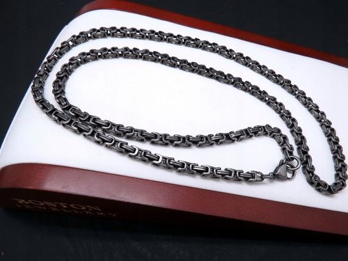 CZARNY ŁAŃCUSZEK + KRZYŻYK CZARNA STAL CHIRURGICZNA 316L SPLOT KRÓLEWSKI na Arena.pl