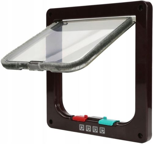 DRZWI Z KLAPĄ DLA PSA KOTA DRZWICZKI WAHADŁOWE KLAPA 4 SPOSOBY BRĄZ S na Arena.pl