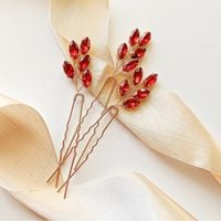 Komplet kokówek w CZERWONYM kolorze złote szpilki ozdoby do włosów koka