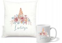 Zestaw PODUSZKA + KUBEK nadruk jednorożec unicorn Z IMIENIEM NA PREZENT