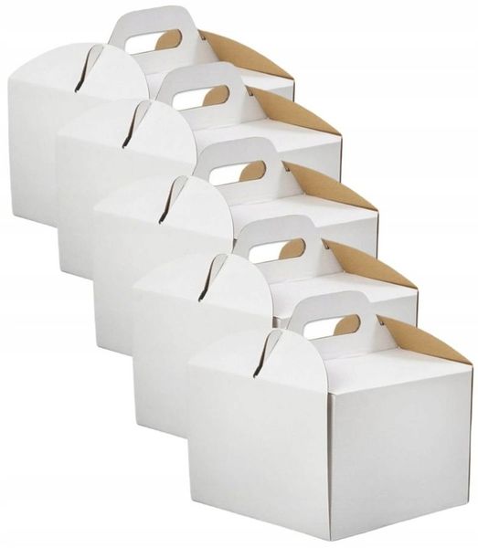 Karton pudełko na tort ciasto 30x30x30cm BIAŁE opakowanie z rączką 5 SZTUK zdjęcie 1