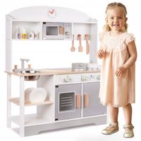 KUCHNIA DLA DZIECI DREWNIANA ZABAWKA KUCHENKA KLASYCZNA BOGATE WYPOSAŻENIE