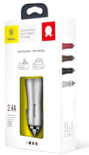 Ładowarka Samochodowa 2xUSB Baseus FastCharge 2.4A srebrny na Arena.pl