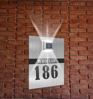 srebrna TABLICZKA ADRESOWA nierdzewna oświetlony numer domu 40x30 pionowa