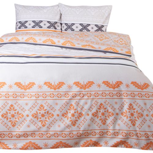 Pościel świąteczna 220x200 GRUBA 100% BAWEŁNA FLANELOWA boho pomarańczowy na Arena.pl