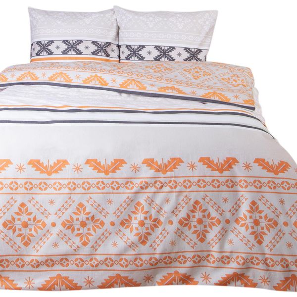 Pościel świąteczna 220x200 GRUBA 100% BAWEŁNA FLANELOWA boho pomarańczowy zdjęcie 1