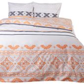 Pościel świąteczna 220x200 GRUBA 100% BAWEŁNA FLANELOWA boho pomarańczowy