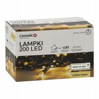Ciepłe Białe Lampki Choinkowe Światełka na Choinkę 200 LED 10M FLESH IP44