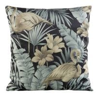 POSZEWKA WELUR VELVET KWIATY LIŚCIE 45X45 CZARNA