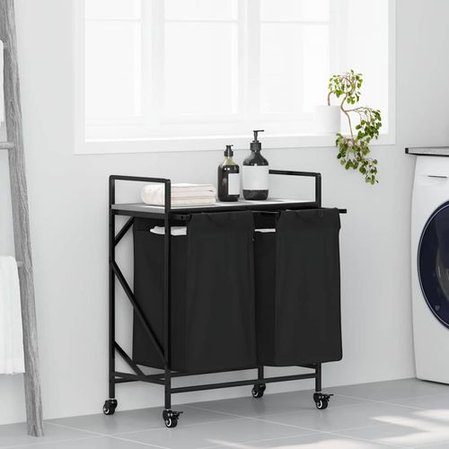 Kosz na pranie 2 przegrody z kółkami, szary dąb sonoma na Arena.pl