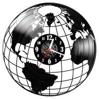 Zegar ścienny z płyty winylowej Mapa świata 500.14