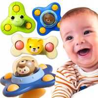 ZESTAW 3 FIDGET SPINNER Z PRZYSSAWKĄ ZABAWEK SENSORYCZNYCH GRZECHOTKA