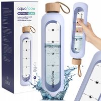 AquaFloow motwacyjna butelka szklana 1000ml z miarką na fitness