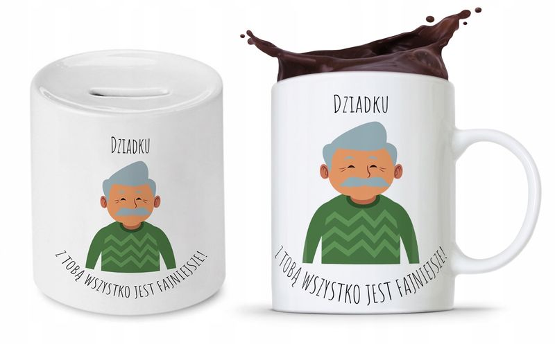 Zestaw Dla Dziadka Dzień Dziadka Kubek + Skarbonka Z Nadrukiem Ze Zdjęciem zdjęcie 1