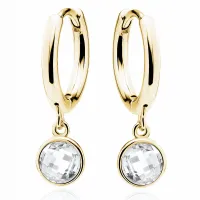 ELEGANCKIE POZŁACANE SREBRNE KOLCZYKI KÓŁKA KÓŁECZKA WISZĄCE BIAŁE CYRKONIE