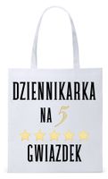 Dla Dziennikarza Prezent Torba Eco Biała Shopper Z Nadrukiem Ze Zdjęciem