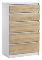 Komoda Szafka 5 Szuflad Do Sypialni Pari 70 x 40 x 112 CM Biały Dąb Sonoma
