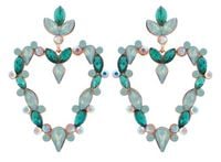 kolczyki, sztyfty, serca, kolorowe cyrkonie, zielone 2