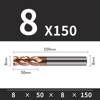 Frez TiSiN 4 ostrza Z-4 do stali nierdzewnej do 55HRC Roz. Ø8x50x8Dx150L
