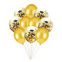 Balony 18 urodziny złote konfetti, 30 cm 10 szt.