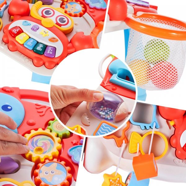 Chodzik Pchacz Stolik Edukacyjny Panel Koszyk 5W1 - Czerwony zdjęcie 11