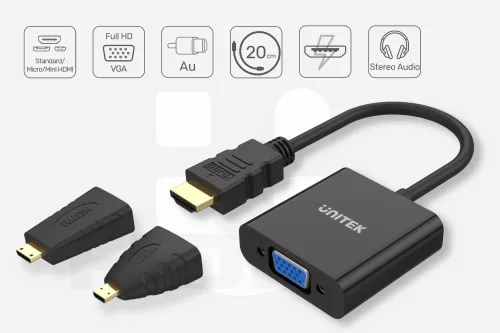 Unitek Y-6355 adapter Micro/Mini HDMI do VGA+audio na Arena.pl