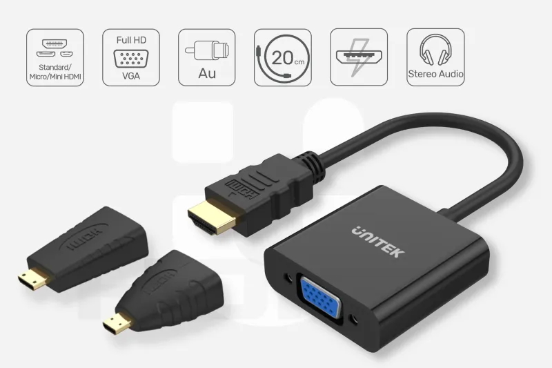 Unitek Y-6355 adapter Micro/Mini HDMI do VGA+audio zdjęcie 3