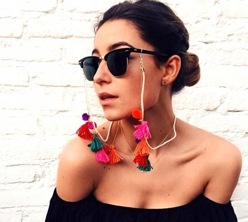 Elegancki Boho Łańcuszek Do Okularów Pompon Brelok na Arena.pl