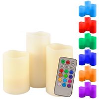 ŚWIECZKI ŚWIECE LED NA PILOTA 3 SZT ZESTAW RGB