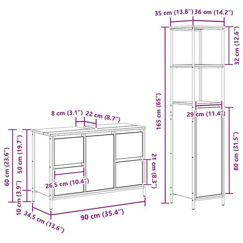 Zestaw mebli łazienkowych z półką 2 pcs Dymione dębowe i czarne na Arena.pl