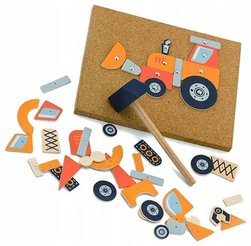 Drewniana Przybijanka Pojazdy budowlane 45 elementów Montessori VIGA na Arena.pl