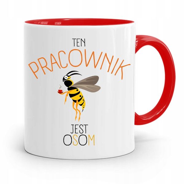 Dla Pracownika Kubek Czerwony Pracownik Jest Osom Z Nadrukiem Ze Zdjęciem zdjęcie 1