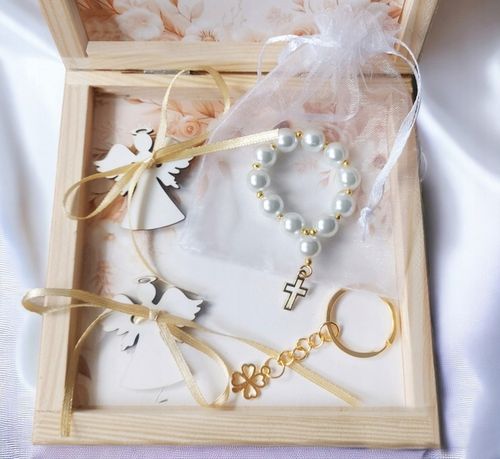 Pamiątka Komunii Świętej PREZENT Na Komunię Różaniec Brelok Pudełko na Arena.pl