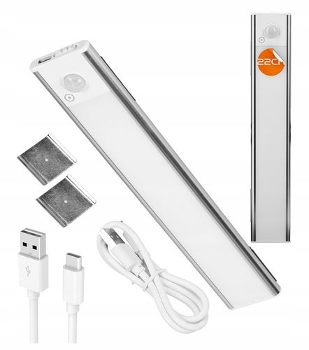 Lampa Listwa Oświetleniowa LED Czujnik Ruch Magnes Baterie 22cm Podszafkowa na Arena.pl