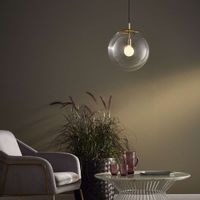 Wisząca LAMPA hygge ALUR S 10737109 Kaspa szklana OPRAWA kulisty ZWIS skandynawski kula ball złota przezroczysta
