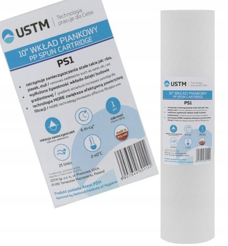 FILTR DO WODY WKŁAD PIANKOWY 10" FILTRACJA 1 MIKRON PS1 10 SZTUK USTM na Arena.pl