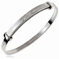 ROZSUWANA SREBRNA SZTYWNA BRANSOLETA Z GRAWEREM DLA DZIECKA 4MM 14.5CM