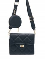 Victoria J. - torebka listonoszka portfelik pikowana czarny VJ-952