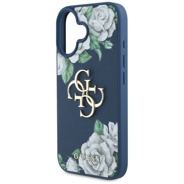 Etui Guess Grained Roses Big 4G logo do iPhone 16 niebieski zdjęcie 6