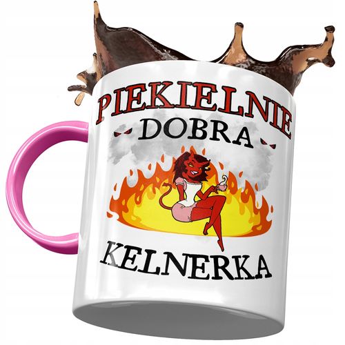 Kubek Różowy Dla Kelnerki Piekielnie Dobra Z Nadrukiem Ze Zdjęciem na Arena.pl