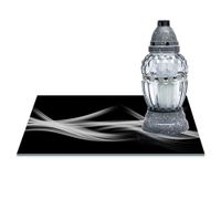 SZKLANA PODSTAWKA POD ZNICZE Z DEDYKACJĄ 30x20cm Dym 116a