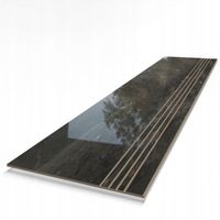 Stopnica Marmur Grafit 140x30 Poler - Gres Premium z Nacięciami, Połysk