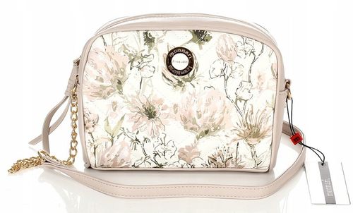 MONNARI Zgrabna beżowa listonoszka w kwiaty na pasku z łańcuszkiem na Arena.pl
